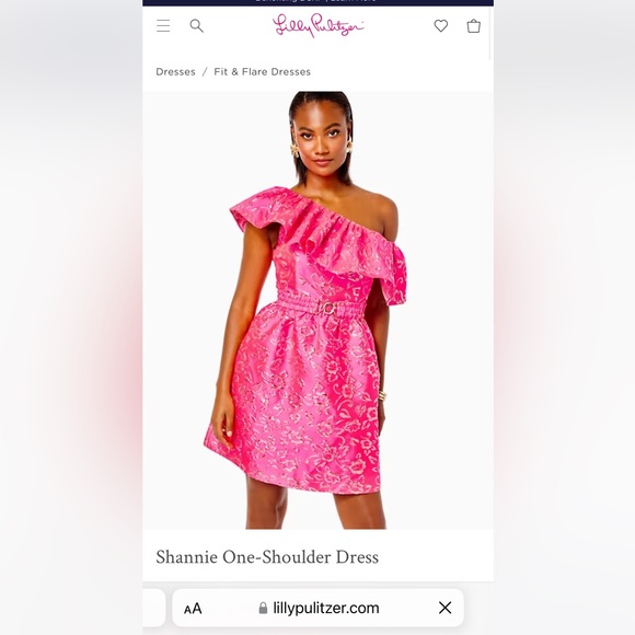 Lilly Pulitzer Shannie One Shoulder Pink Dress.  BRAND NEW. PERFECT CONDITION. - Picture 1 of 5